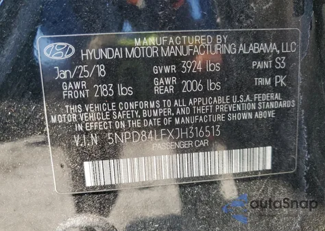 2018 Hyundai Elantra Sel from USA, damaged, VIN 5NPD84LFXJH316513